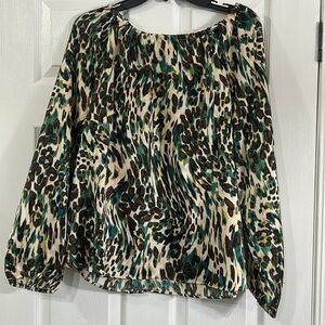 Leopard Print Top with Teal Accents